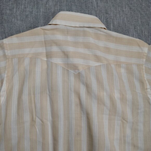 VINTAGE Wrangler Shirt Pearl Snap Long Sleeve Striped Long Tails Size 18.5-36 - Picture 10 of 12